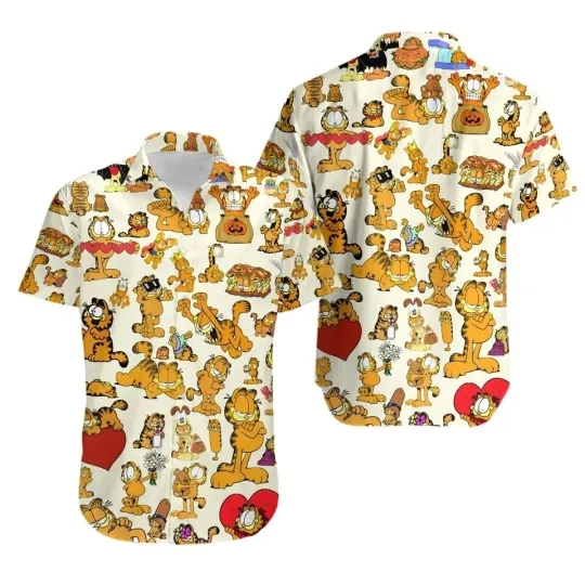 Garfield Hawaiian Button Down Shirt