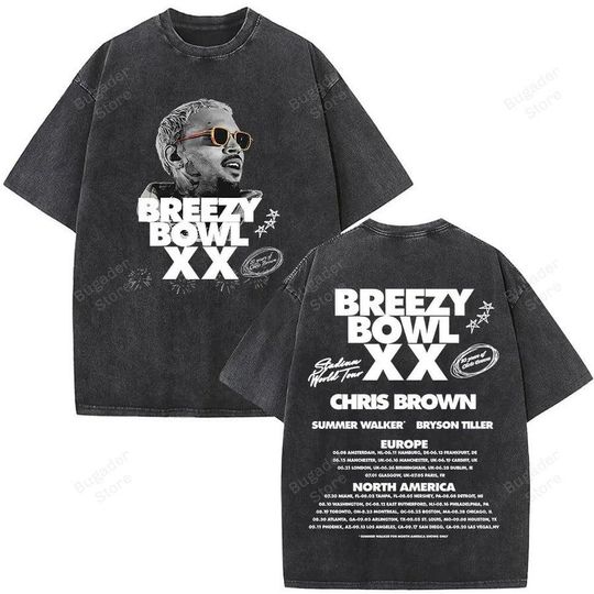 Chris Brown Shirt, Chris Brown Album Shirt, Breezy Bowl XX Tour 2 Sided Tee, Chris Brown Merch Shirt, CB Tour 2025 Shirt, Breezy Bowl Tee