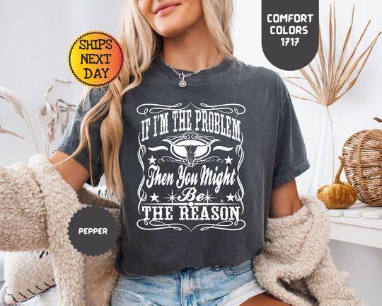 Comfort Colors If I'm the Problem Then You Might Be the Reason T-Shirt, Western Retro Country Music Concert Tee
