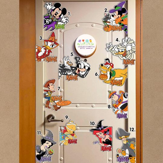 Personalized All characters Mickey & friends Disney Cruise Line Halloween Magnet, Halloween on the high seas 2025 magnet, Cruise door decor