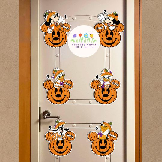 Personalized All characters Mickey & friends Disney Cruise Line Halloween Magnet, Halloween on the high seas 2025 magnet, Cruise door decor