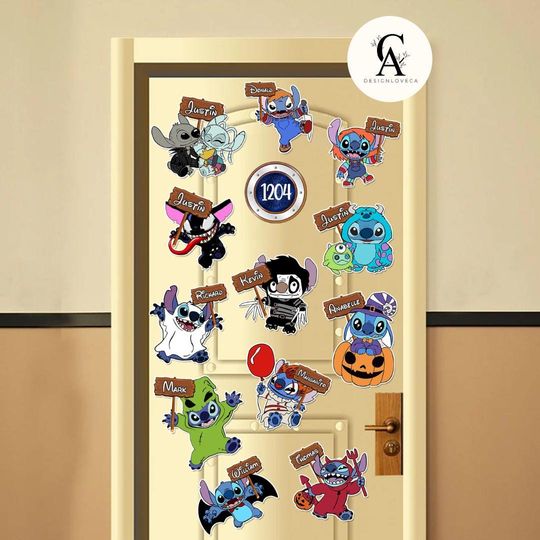 Personalized Stitch Cosplay Halloween on the High Seas Disney Cruise Magnet, Stitch Jack Oogie Boogie Halloween Family Cruise Stateroom Door