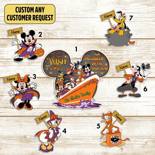 Personalized Disney Halloween Cruise Magnet, Mickey Mouse & Friends Halloween Magnet, Halloween on the High Seas Disney Cruise Line Magnet