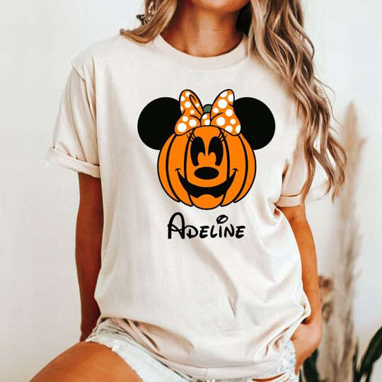 Minnie Mouse Pumpkin Name Shirt, Disney Halloween Shirt, Mickey's Halloween Party Shirt, Personalized Halloween Tee, Custom Halloween Shirt