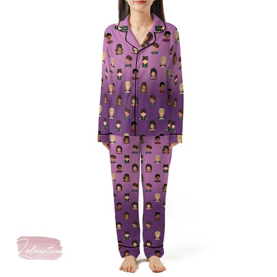 We're Six Set | Musical Pajama Set for Women | Broadway Queen Sleepwear | Purple Fan Art Loungewear | Lightweight Theater Gift