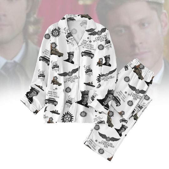 Supernatural Pajamas Set, Carry on My Wayward Son Pajamas Men, Supernatural Movie Pajamas Family, Winchester Brothers Holiday Pajamas