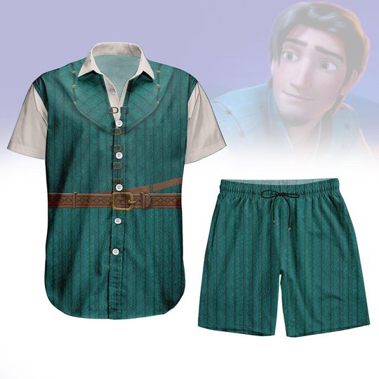 Flynn Rider Button Shirt Shorts Set, Disneybound Tangled Outfit, Rapunzel Prince Set, RunDisney Casual Costume, Family Trip Merch