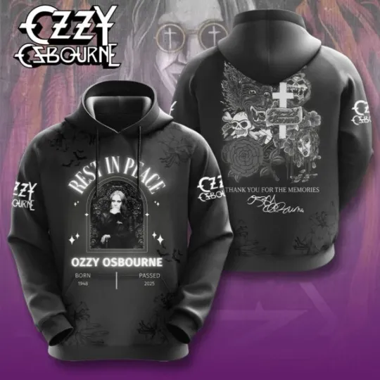 Rest In Peace Ozzy Osbourne 3D Apparel Born 1948, Pass 2025