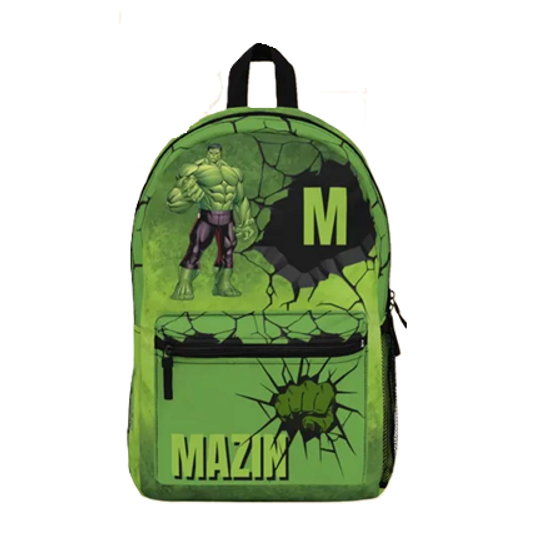 Hulk Backpack Set for Kids, Customizable School Bag, Marvel Travel Backpack for Students