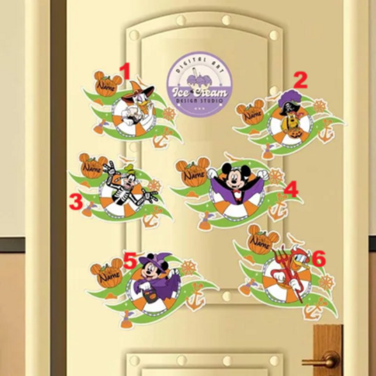 Personalized Mickey and Friends Skeleton Mummy Halloween on the High Sea Disney Cruise Door Magnet, Family Halloween Cruise Stateroom Door