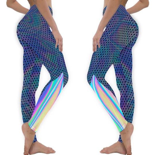 Meggings, mens Leggings, Holographic Silver tights