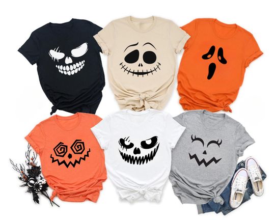 Halloween Shirt,Halloween Party Group T-Shirt,Pumpkin Family Face Shirt,Halloween Family Shirt, Halloween Group Shirt
