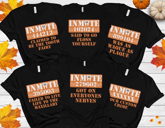 Custom Inmate Dental Halloween Costume, Dental Office Matching, Spooky Dental Hygienist Squad Shirt, Inmate Costume Funny Group Tee