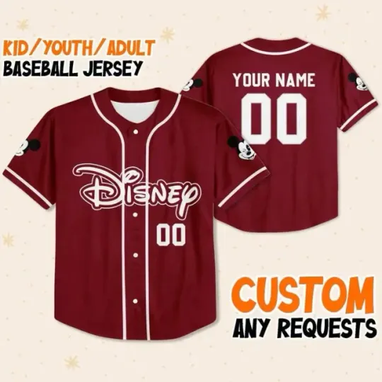 Personalize Disney Simple Awesome Maroon Baseball Jersey