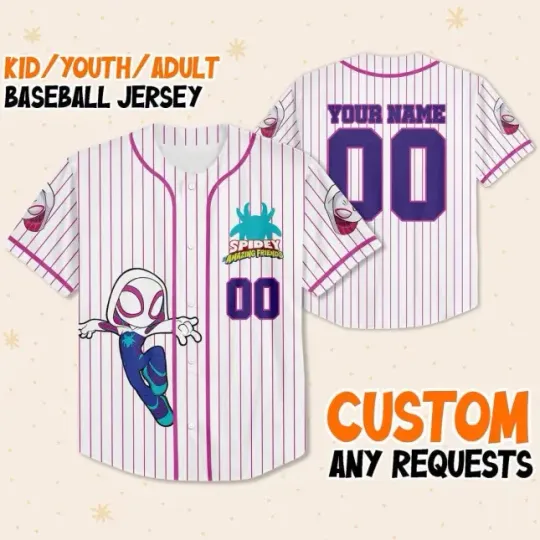 Personalize Gwen Stacy White Spider Verse Baseball Jersey