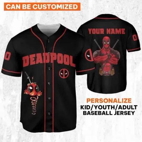 Personalize Deadpool Awesome Black Wolverine And Deadpool Baseball Jersey