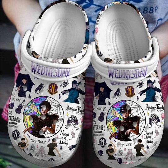 Wednesday TV Series Halloween Clog Shoes, Spooky Season, Dark School Girl, Halloween Movie, Halloween Gift
