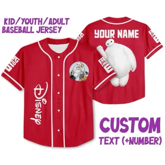 Personalized Disney Big Hero 6 Baymax Custom Baseball Jersey