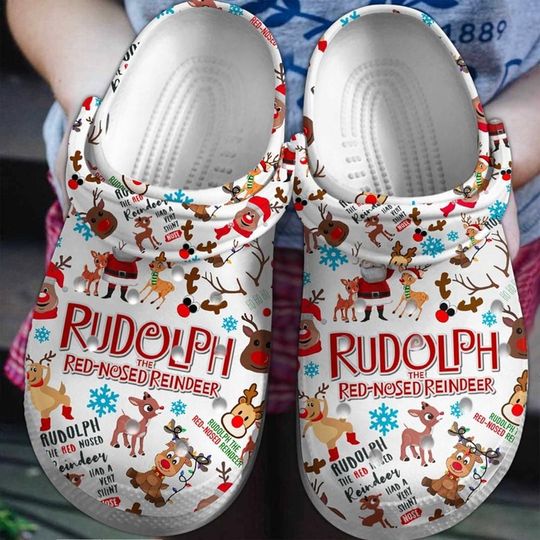 Rudolph The Red Nosed Reindeer Clogs Shoes, Rudolph Christmas Shoes, The Red Nosed Reindeer, Rudolph Movie