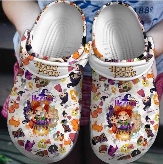 Funny Hocus Pocus Movie Clog Shoes, It's Just A Bunch Of Hocus Pocus Halloween, Cute Witch Shoes, Sanderson Sisters, Halloween Gift