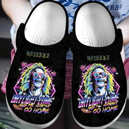 Beetlejuice Halloween Classic Clog Shoes, Daylight Come And Me Wanna Go Home, Beetlejuice Inspired, Halloween Gift