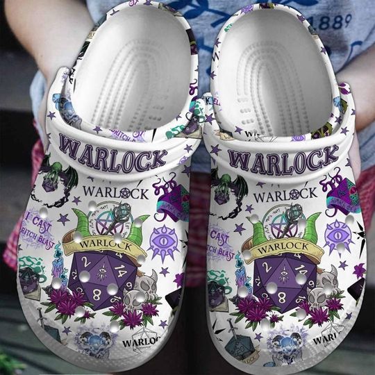 DnD Warlock Clogs Shoes, Dungeons And Dragons Shoes, Warlock Dice, Warlock DnD, DnD Warlock Gift
