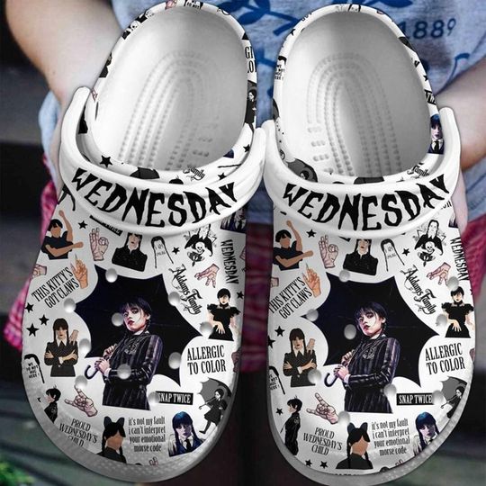 Wednesday TV Series Halloween Clog Shoes, Spooky Season, Dark School Girl, Halloween Movie, Halloween Gift