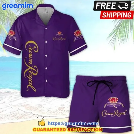 Crown Royal Blue Hawaiian Shirt Beach Short