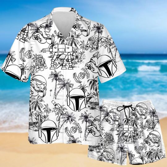 Star Wars Hawaiian Shirt, Disney Star Wars Beach Shirt, Mandalorian Shirt For Men, Man Shorts, Star Wars Button Up Shirt