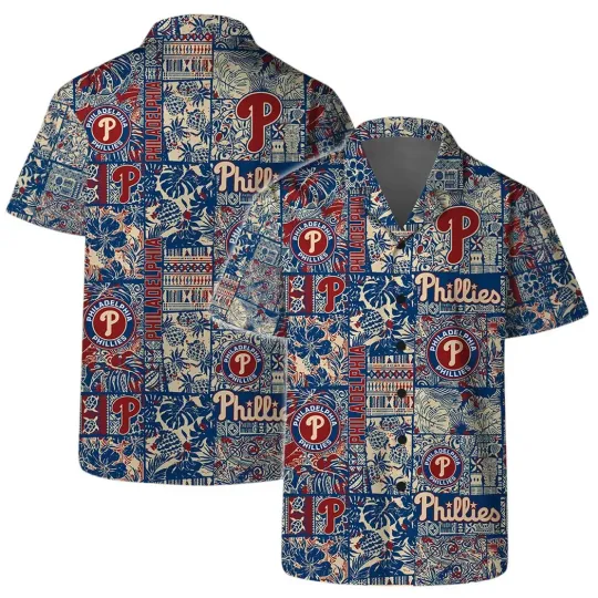Philadelphia Phillies Vintage Floral Pattern Summer Aloha Unisex Hawaiian Shirt