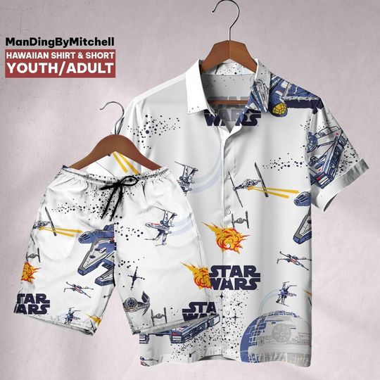 Star Wars Star Batltle Ships, Men's Short Sleeve Shirt, Movie Button Shirt, Movie Hawaiian Shirt, Star Wars Gift, Movie Fan Shirt