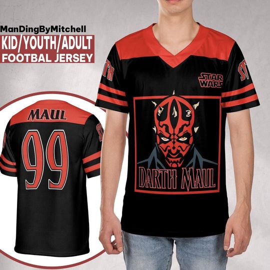 Star Wars Darth Maul Football Jersey, Kid Adult Matching Baseball Jersey, Gift for Star Wars Fans