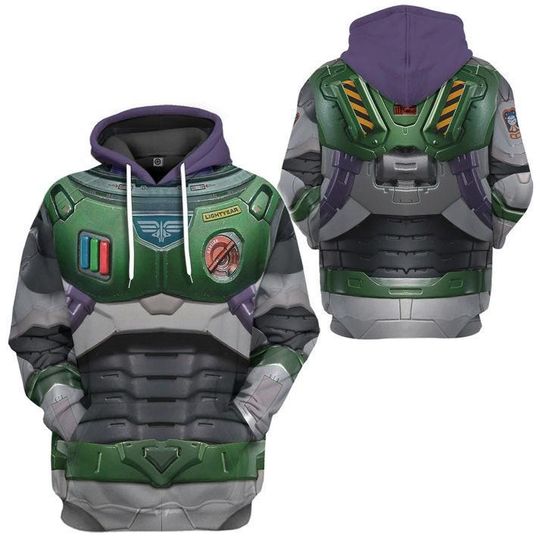 Buzz Lightyear Halloween Costume Hoodie, Space Ranger Halloween Cosplay Sweatshirt, Toy Story Disneyland Movie Pullover Outfit