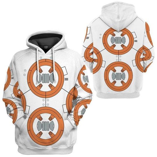 BB-8 Droid Costume Hoodie, Galaxy Robot, Halloween Cosplay Sweatshirt, StarWars Galactic Soldier Pullover Tee, Superhero Halloween Costume