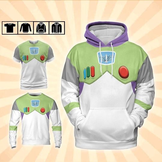 Cosplay Buzz Lightyear Toy Story Hoodie Shirt  Fan Costume for Halloween, Conventions | Nerdy Outfit for Gamers & Character Lovers