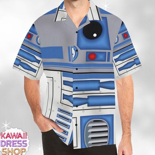 Star Wars Droids Mens Boys Hawaiian Button Up Shirt