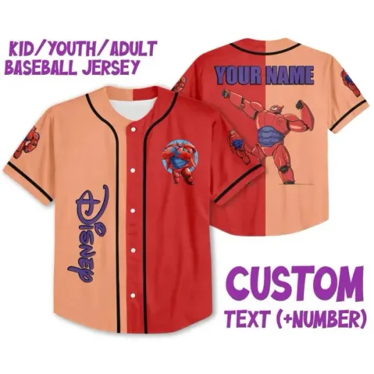 Personalized Big Hero 6 Baymax Strong Robot Baseball Jersey