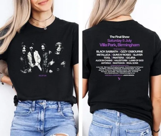 Black Sabbath Back to the Beginning 2025 T-Shirt Ozzy Osbourne Logo Black T-Shirt