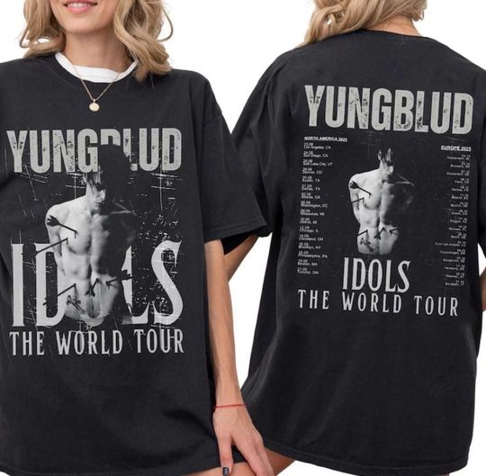 Yungblud Idols World Tour T-Shirt, 2025 Concert Dates, Rock Tour Merchandise, Grunge Music Fan Tee