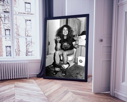 Ozzy Osbourne Bathroom Poster, Black and White, Rock and Roll Wall Art, Toilet Decor, Funny Prints, Home & Living