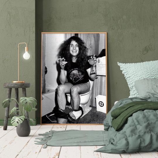 Ozzy Osbourne Bathroom Poster, Black and White, Rock and Roll Wall Art, Toilet Decor, Funny Prints, Home & Living, Premium Matte Vertical Poster