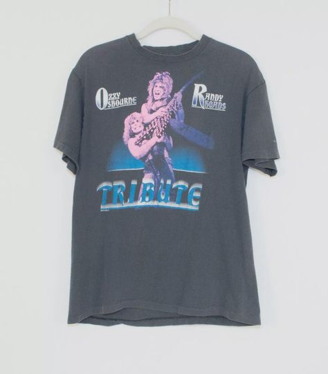 Vintage Graphic 1987 Ozzy Osbourne Randy Rhoads Tribute T-Shirt Double Sides Size S-4XL