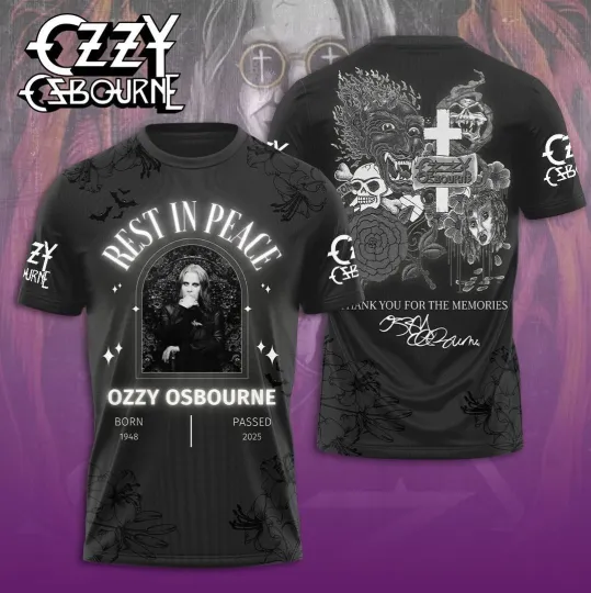 Ozzy Osbourne Rest In Peace 1948-2025 Thank You 3D T-Shirt