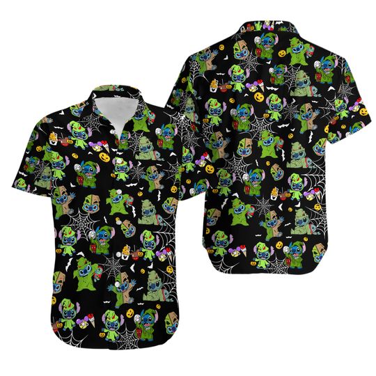 Disney Stitch Oogie Boogie Nightmare Before Christmas Hawaiian Shirt, Oogie Boogie Shirt for Men Women, Disney Movie Summer Gift