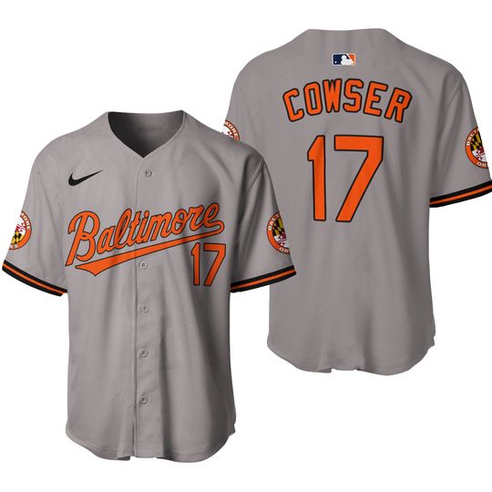 Men's Colton Cowser #17 Orioles 2025 Gray Cool Base Jersey Stitched