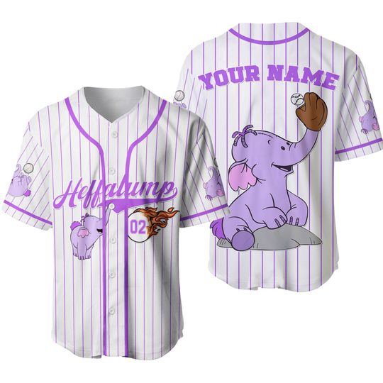 Personalize Heffalump  baseball Fire violet White Jersey, Custom Kid Youth Adult Baseball Jersey, Custom Disney Shirt, Disney Birthday Gift