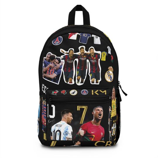 Soccer Players Backpack, Sports School Bag, Messi Ronaldo Neymar Mbappe, Soccer Fan Gift, Team Backpack, Athlete Carryall, Sports Fan