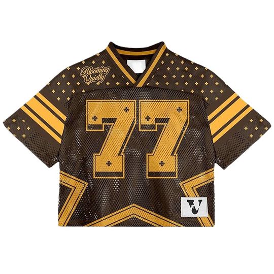 Men's and Women's Mesh Baseball Jersey Crop Top V-Neck Shirt with Number Print