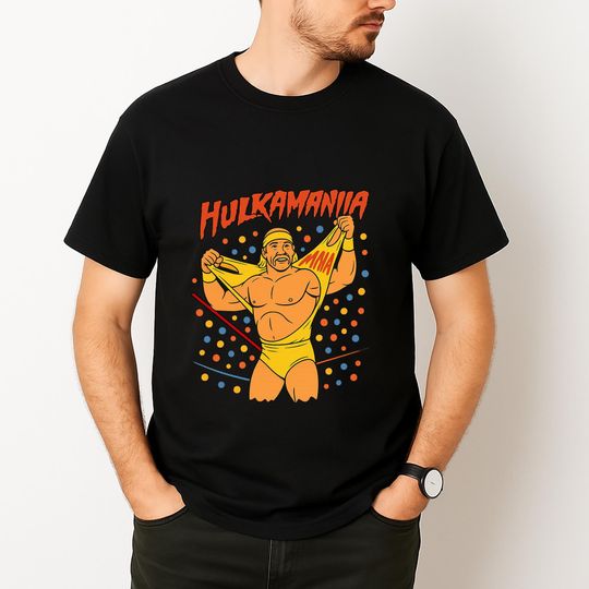 Hulk Hogan Ripped Shirt Tee, Hulkamania Wrestling T-Shirt, 80s Retro Wrestling Shirt, Vintage Wrestler Gift, Yellow Muscle Tee