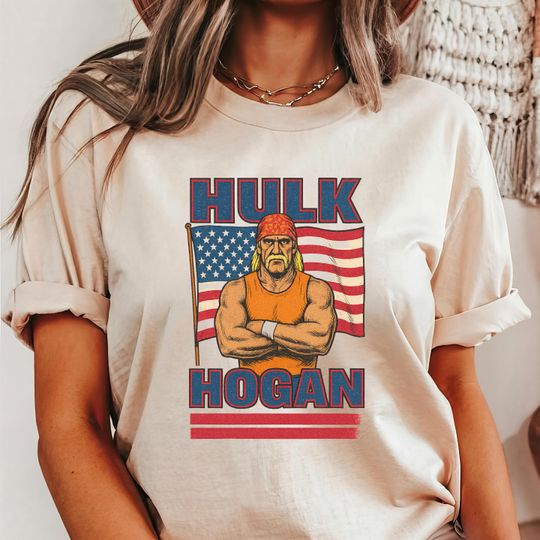 Hulk Hogan Retro Wrestling T-Shirt, 80s Wrestling Legend, Vintage American Flag Tribute